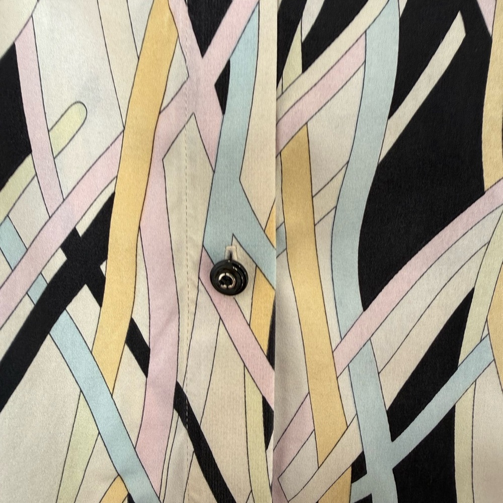 St. John abstract geometric silk blend blouse shirt - Picture 4 of 6
